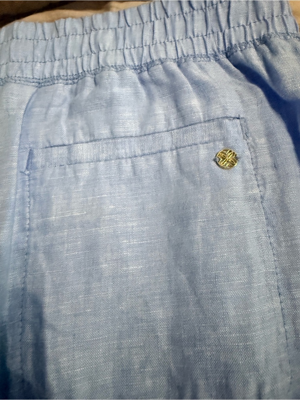 Lilly Pulitzer Light Blue Wide-Leg Linen-Blend Pants XL - Picture 6 of 6
